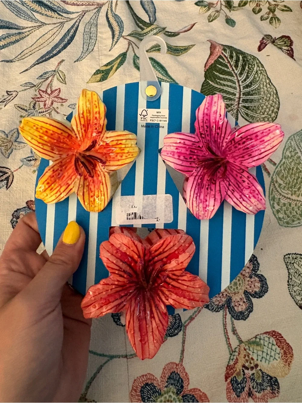 Piper K Floral Hair Clips in Yellow, Pink, and Red-Orange